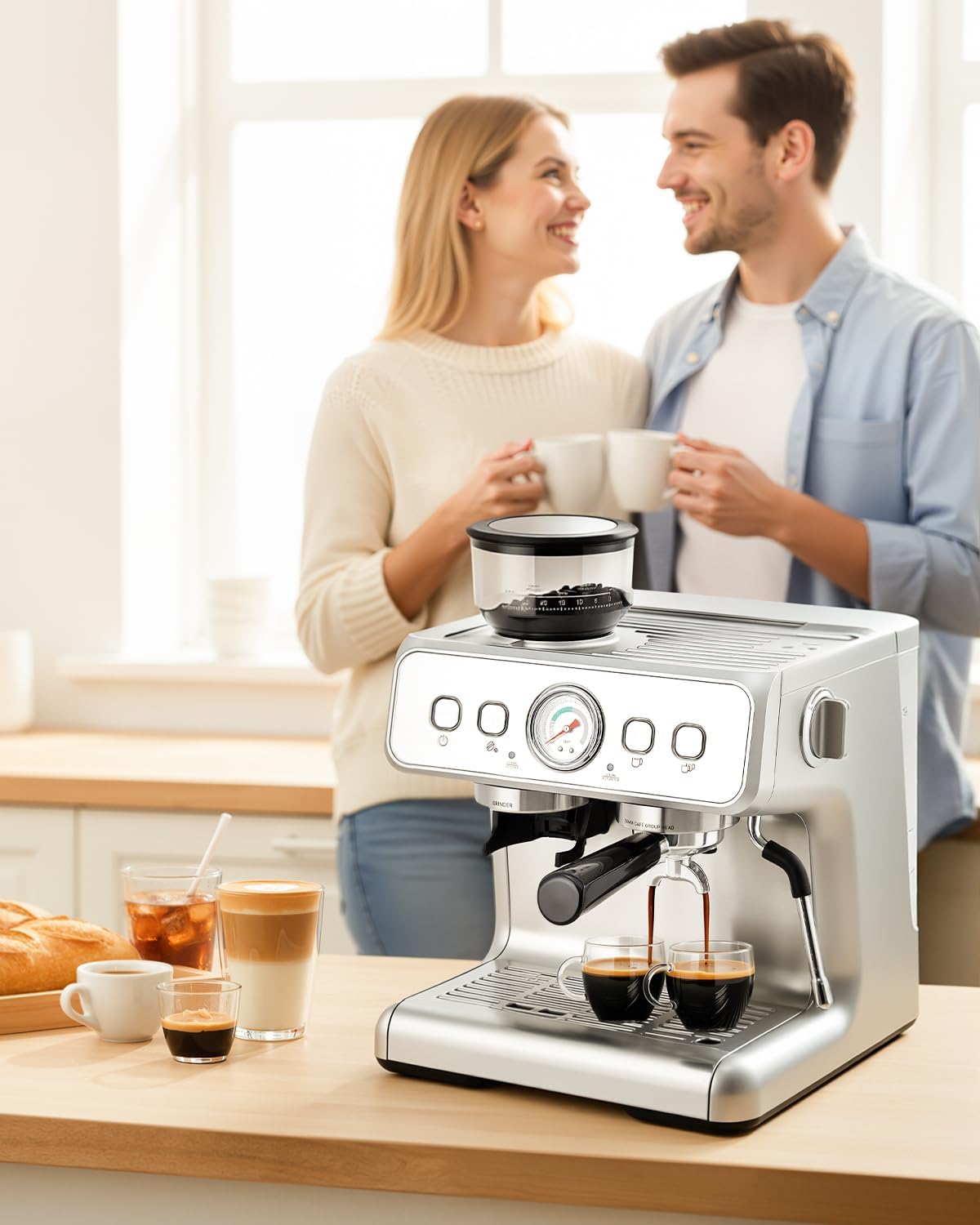 HAUSPROFI Siebträgermaschine mit integriertem Mahlwerk