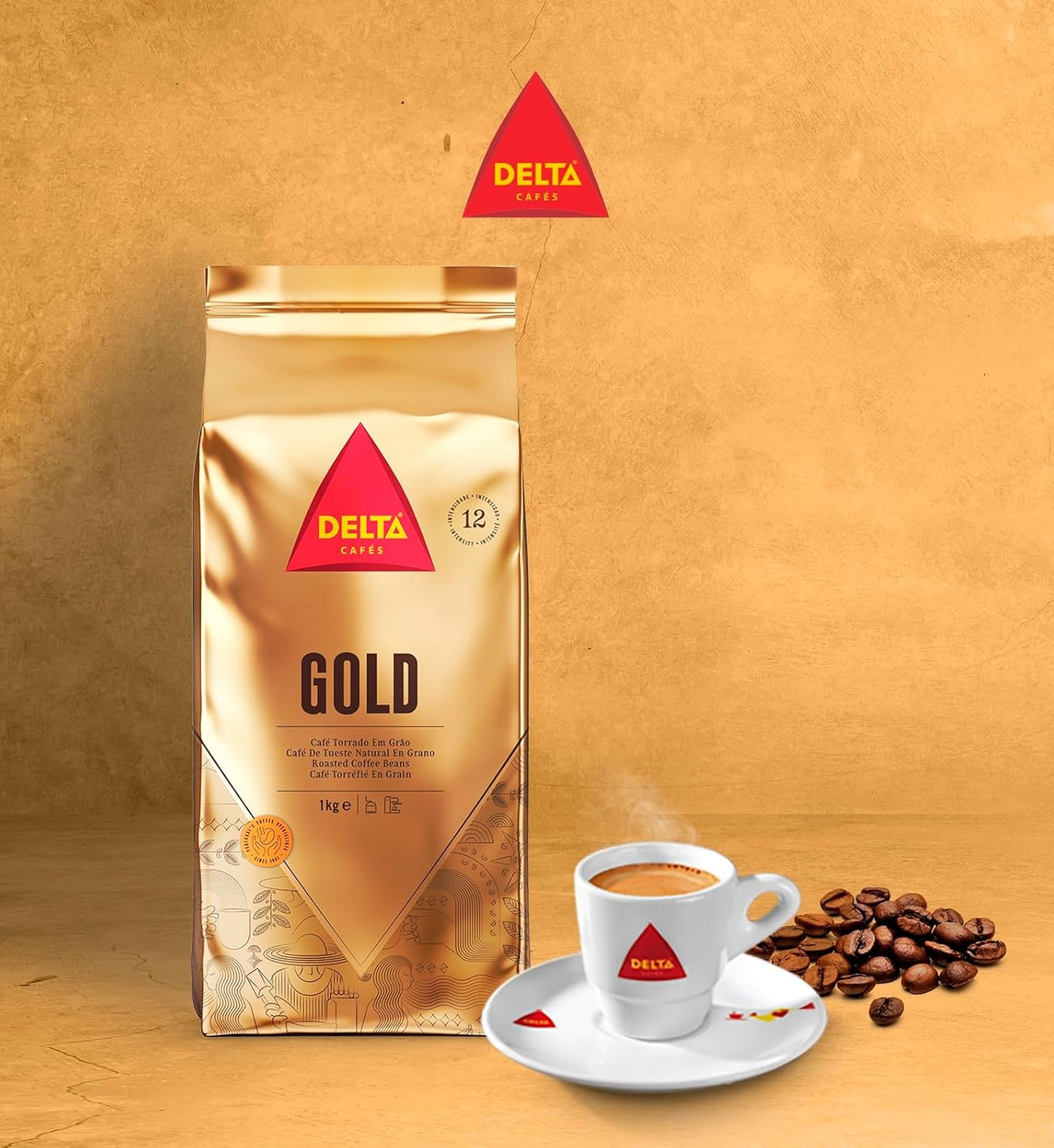 Delta Cafés Gold Kaffeebohnen – ganze Bohne, 1 kg