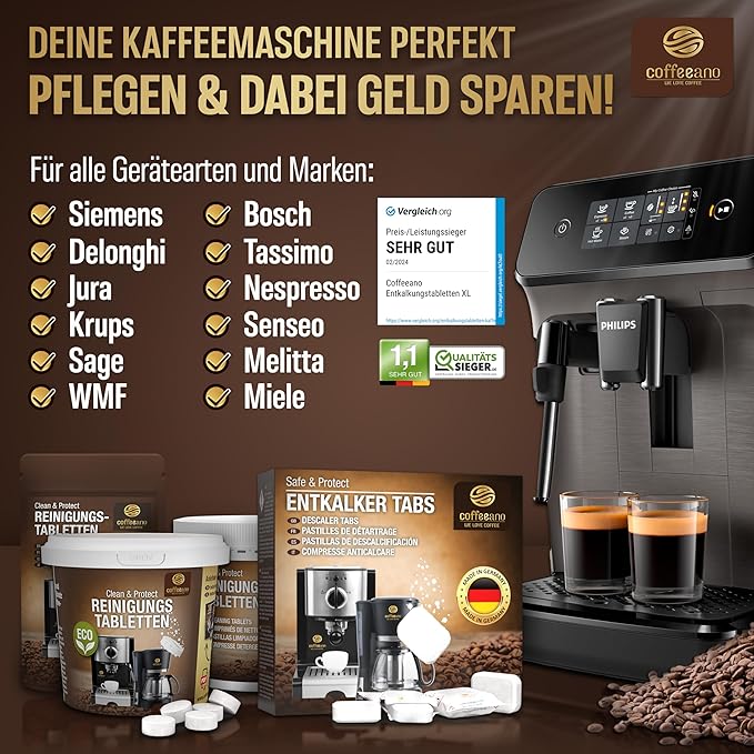 Coffeeano 50 Entkalkungstabletten für Kaffeevollautomaten und Kaffeemaschinen