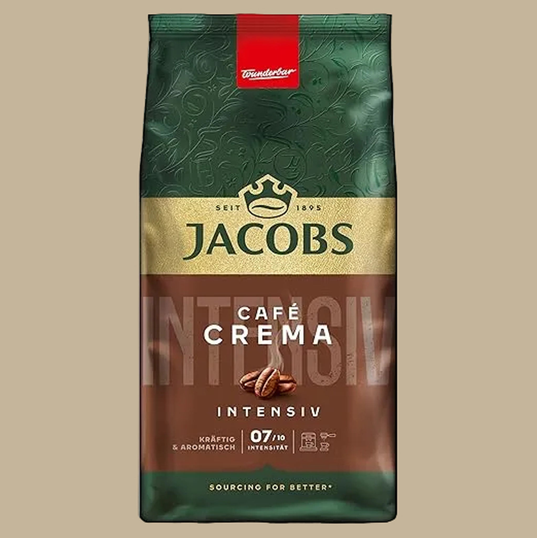Jacobs Kaffee ganze Bohnen, 1 kg – Intensive Café Crema & Espresso Mischung