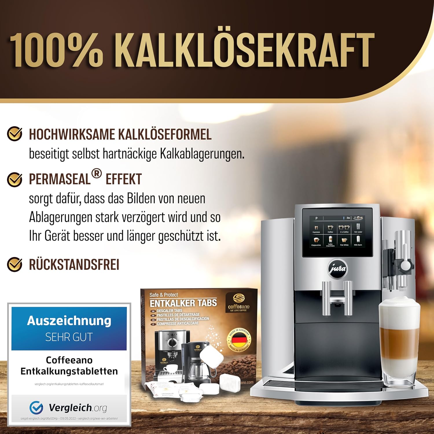 Coffeeano 50 Entkalkungstabletten für Kaffeevollautomaten und Kaffeemaschinen